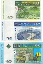 2000 au 10000 Ariary  Lot MADAGASCAR  2003 P.083, P.084 et P.085 NEUF