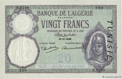 20 Francs TUNISIA  1938 P.06b AU