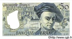 50 Francs QUENTIN DE LA TOUR FRANCIA  1987 F.67.13A47 FDC