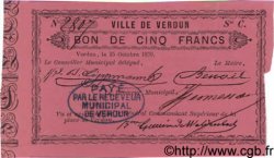 5 Francs FRANCE Regionalismus und verschiedenen Verdun 1870 BPM.056.11c fST