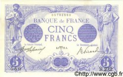 5 Francs BLEU FRANKREICH  1912 F.02.04 VZ+ to fST