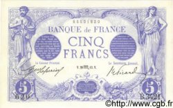 5 Francs BLEU FRANKREICH  1913 F.02.21 fST