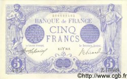 5 Francs BLEU FRANKREICH  1916 F.02.37 fST