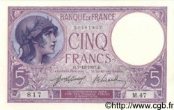 5 Francs FEMME CASQUÉE FRANCIA  1917 F.03.01 AU+