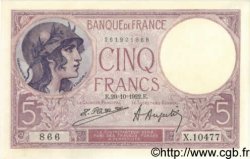 5 Francs FEMME CASQUÉE FRANCIA  1922 F.03.06 AU