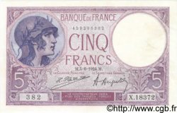 5 Francs FEMME CASQUÉE FRANKREICH  1924 F.03.08 VZ+