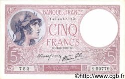 5 Francs FEMME CASQUÉE modifié FRANCE  1939 F.04.04 UNC-