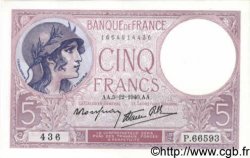 5 Francs FEMME CASQUÉE modifié FRANCIA  1940 F.04.16 q.FDC