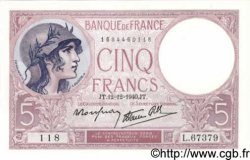 5 Francs FEMME CASQUÉE modifié FRANCIA  1940 F.04.17 FDC