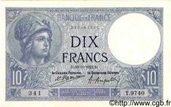 10 Francs MINERVE FRANCIA  1922 F.06.06 q.FDC