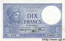 10 Francs MINERVE modifié FRANCIA  1941 F.07.28 SC+