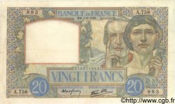 20 Francs TRAVAIL ET SCIENCE FRANKREICH  1940 F.12.05 SS