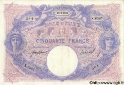 50 Francs BLEU ET ROSE FRANCE  1915 F.14.28 VF-