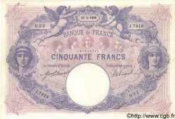 50 Francs BLEU ET ROSE FRANKREICH  1918 F.14.31 VZ