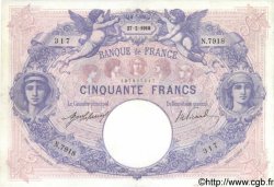 50 Francs BLEU ET ROSE FRANKREICH  1918 F.14.31 fVZ