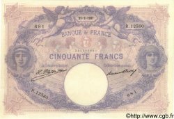 50 Francs BLEU ET ROSE FRANCIA  1927 F.14.40 SPL+