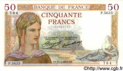 50 Francs CÉRÈS FRANCE  1937 F.17.34 AU