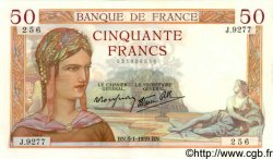 50 Francs CÉRÈS modifié FRANCE  1939 F.18.19 XF+