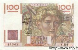 100 Francs JEUNE PAYSAN FRANKREICH  1949 F.28.22 fST+