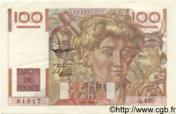 100 Francs JEUNE PAYSAN FRANCE  1952 F.28.31 XF