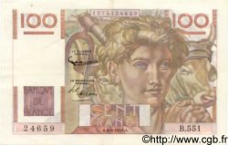100 Francs JEUNE PAYSAN FRANKREICH  1953 F.28.38 fVZ