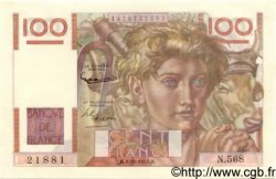 100 Francs JEUNE PAYSAN FRANCE  1953 F.28.39 UNC-