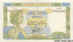 500 Francs LA PAIX FRANCE  1940 F.32.02 F+