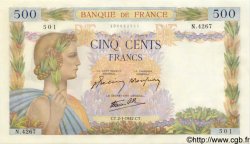 500 Francs LA PAIX FRANCIA  1942 F.32.26 q.FDC