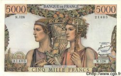 5000 Francs TERRE ET MER FRANCE  1953 F.48.08 XF - AU