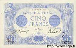 5 Francs BLEU FRANCIA  1915 F.02.29 MBC