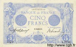 5 Francs BLEU FRANKREICH  1915 F.02.31 VZ