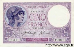 5 Francs VIOLET FRANKREICH  1918 F.03.02