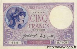 5 Francs FEMME CASQUÉE FRANKREICH  1921 F.03.05 fVZ