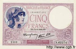 5 Francs VIOLET modifié FRANKREICH  1939 F.04.08