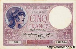 5 Francs FEMME CASQUÉE modifié FRANKREICH  1939 F.04.09 fST