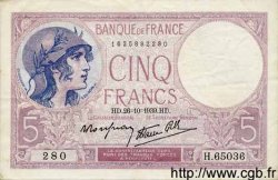 5 Francs FEMME CASQUÉE modifié FRANCE  1939 F.04.13 VF+
