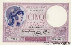 5 Francs FEMME CASQUÉE modifié FRANKREICH  1940 F.04.16 fST+