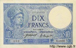 10 Francs MINERVE FRANCE  1921 F.06.05Sp XF
