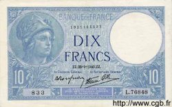 10 Francs MINERVE modifié FRANCE  1940 F.07.15 XF
