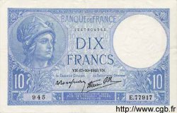10 Francs MINERVE modifié FRANCIA  1940 F.07.17 SPL+