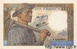 10 Francs MINEUR FRANKREICH  1942 F.08.03 VZ+