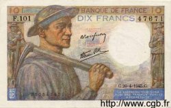 10 Francs MINEUR FRANKREICH  1945 F.08.14 fST+