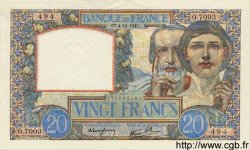 20 Francs TRAVAIL ET SCIENCE FRANCE  1941 F.12.20 XF