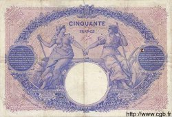 50 Francs BLEU ET ROSE FRANCE  1907 F.14.20 F+