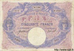 50 Francs BLEU ET ROSE FRANKREICH  1913 F.14.26 fSS