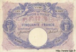 50 Francs BLEU ET ROSE FRANKREICH  1919 F.14.32 fSS
