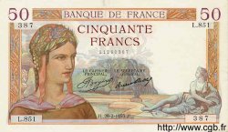 50 Francs CÉRÈS FRANKREICH  1935 F.17.05