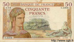 50 Francs CÉRÈS FRANKREICH  1936 F.17.32 fSS