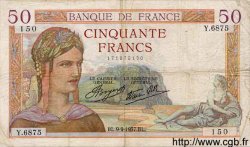 50 Francs CÉRÈS modifié FRANCIA  1937 F.18.03 BC+