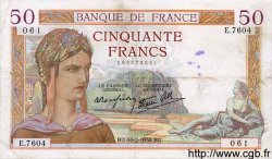50 Francs CÉRÈS modifié FRANCIA  1938 F.18.08 BC+